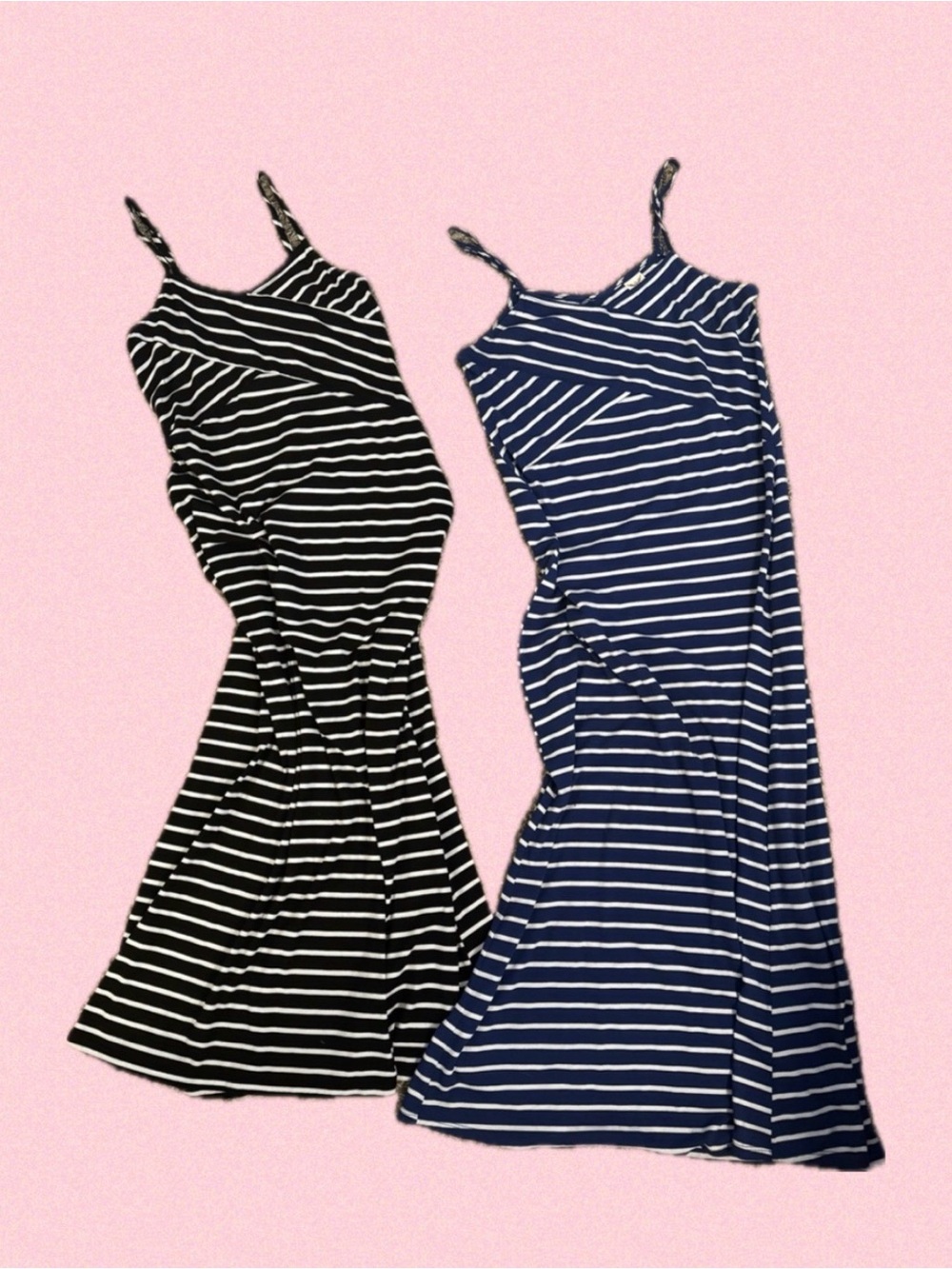 Faded Glory Blue & White Striped Spaghetti Strap Dress